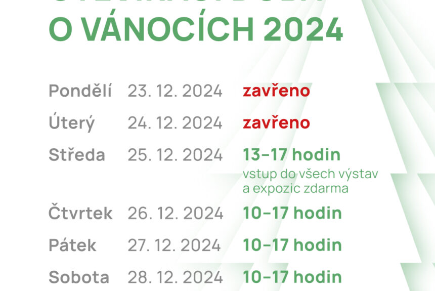 Otevírací doba o Vánocích 2024, volné vstupy do výstav a expozic